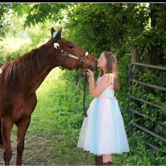 Bonnie Jean Girls Shimmering Pastel Rainbow Sleeveless Dress - Picture 1 of 12